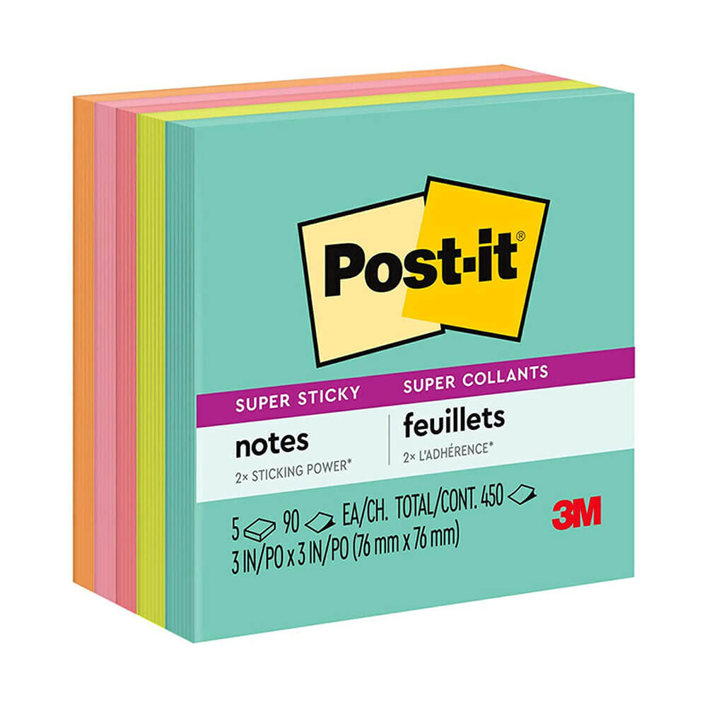 Post-it Super Sticky Notes 76x76mm (5pk)