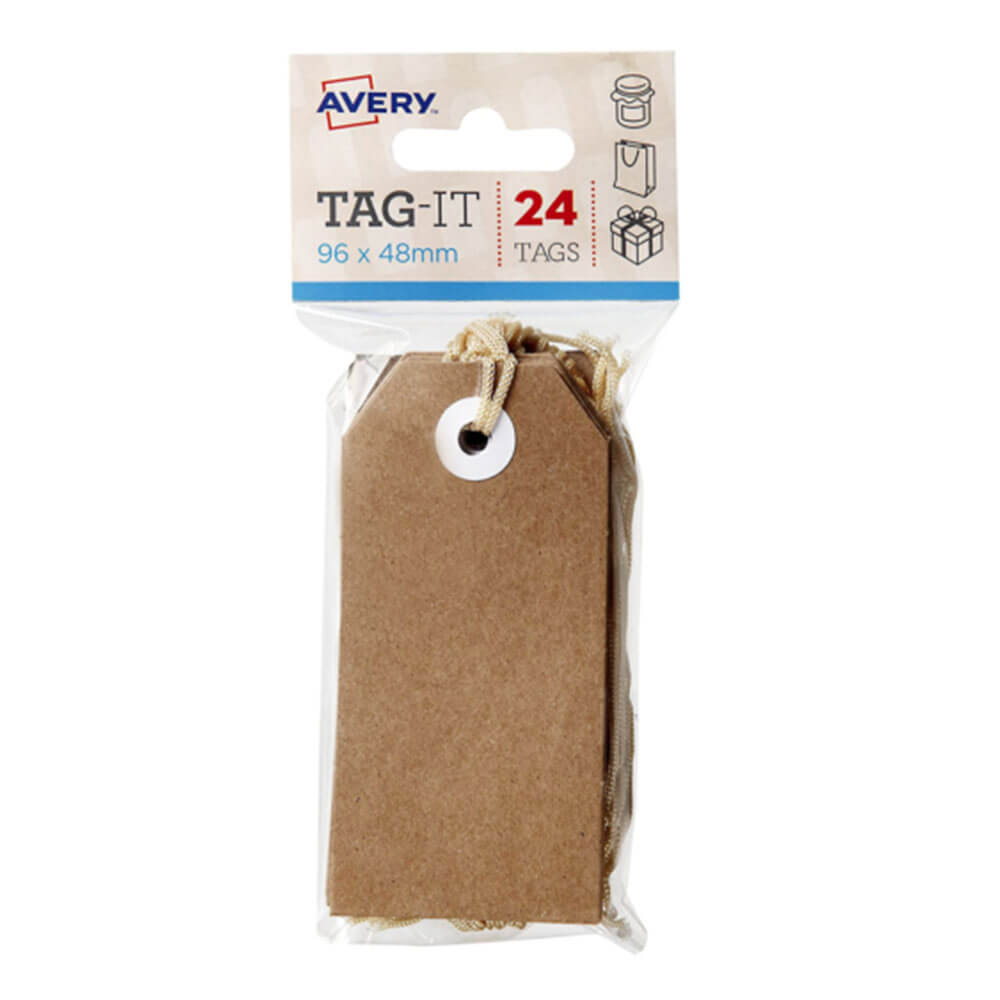 Avery -tagger med streng 24pk (96x48mm)