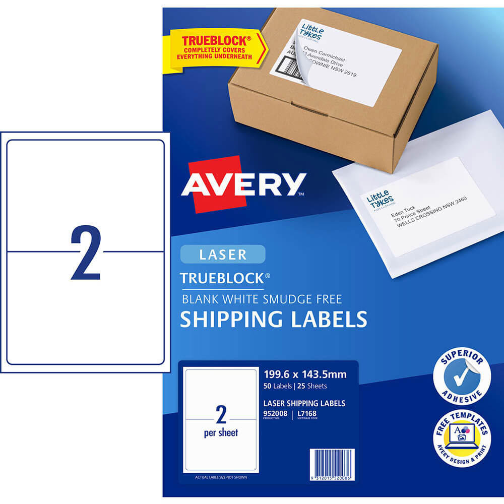 Étiquettes d'expédition au laser Avery (50pcs)