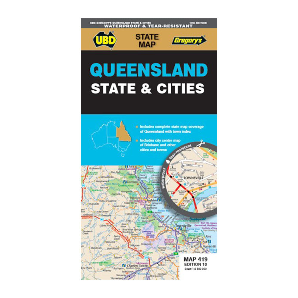 Queensland State & Cities 419 waterproof Map (10th Edition)