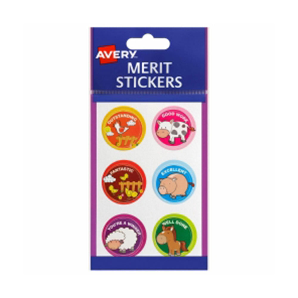 Avery Permanent Round Animals Merit adesivos 96pcs