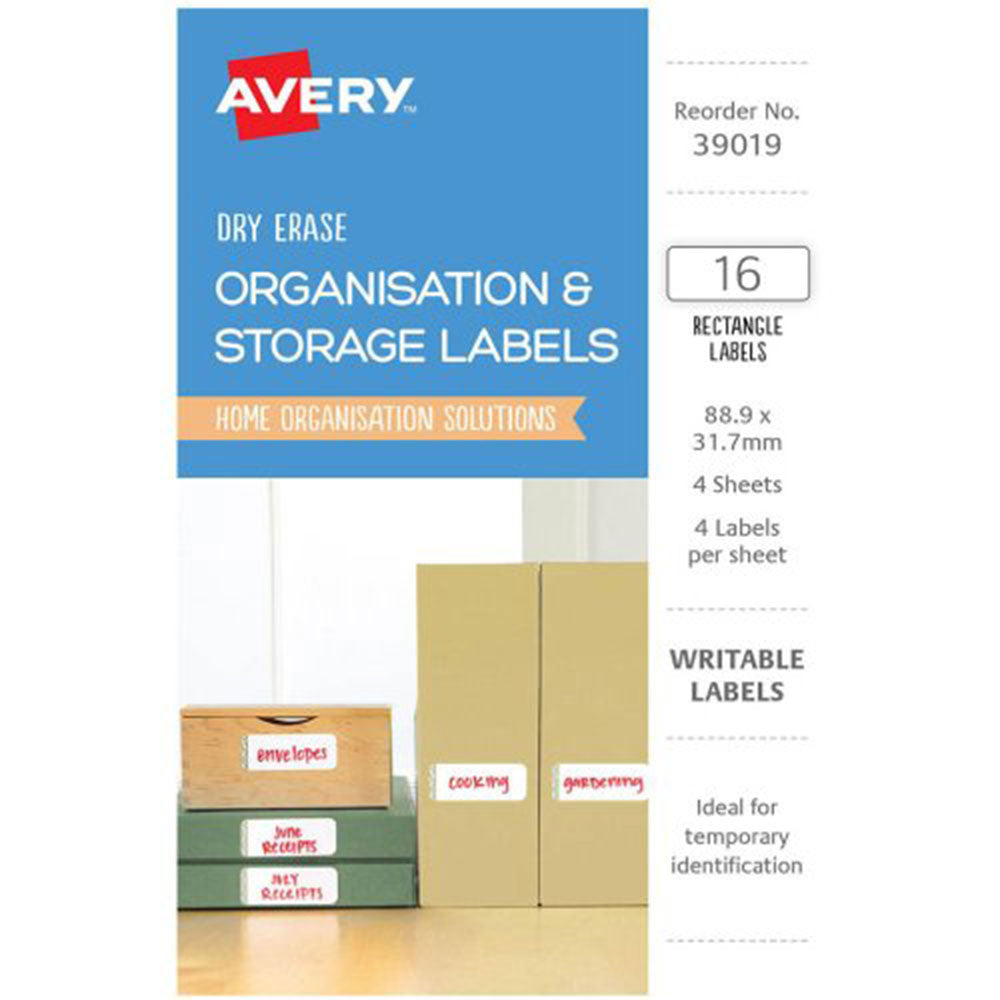 Avery Erase organizuje etykiety 16pcs (89x32 mm)