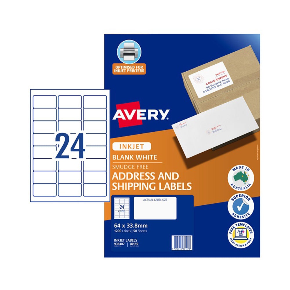 Avery Quick Peel Inkjet Adressering Label 50pcs