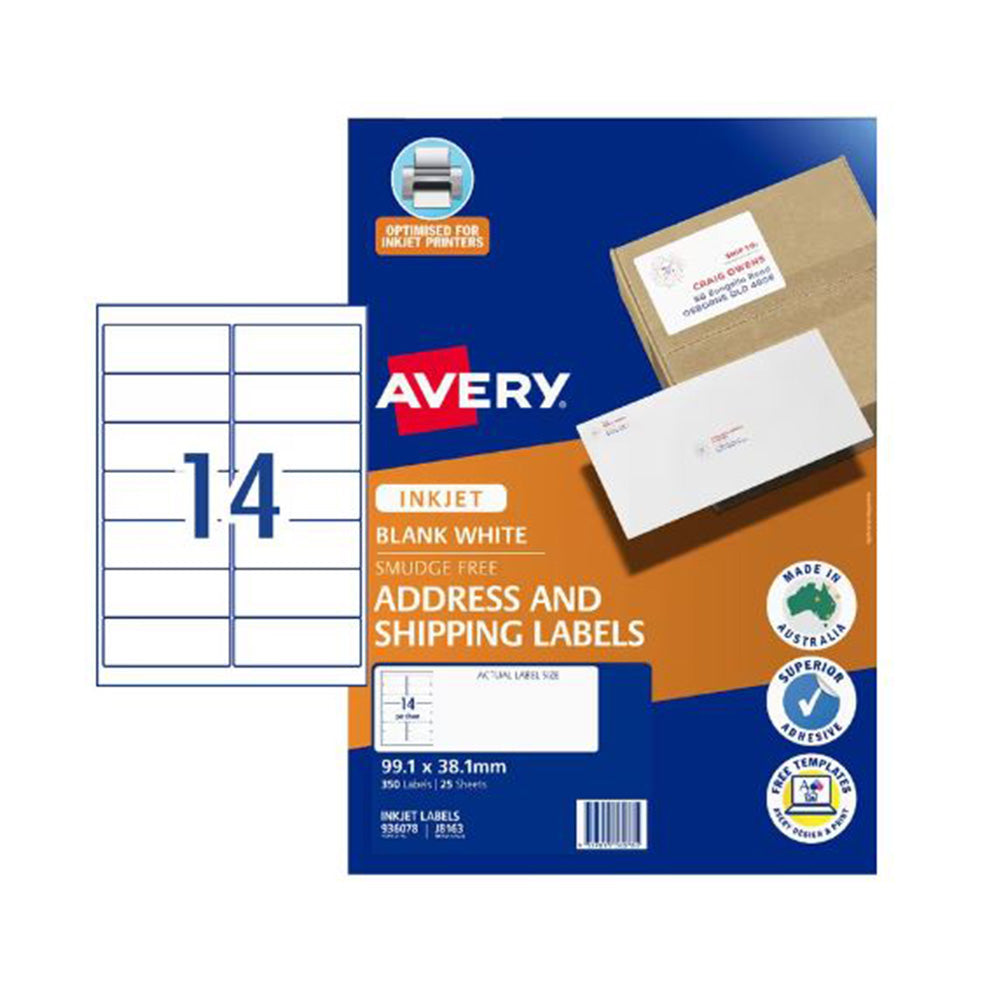 Avery Inkjet Adresse -etikett (pakke med 25)