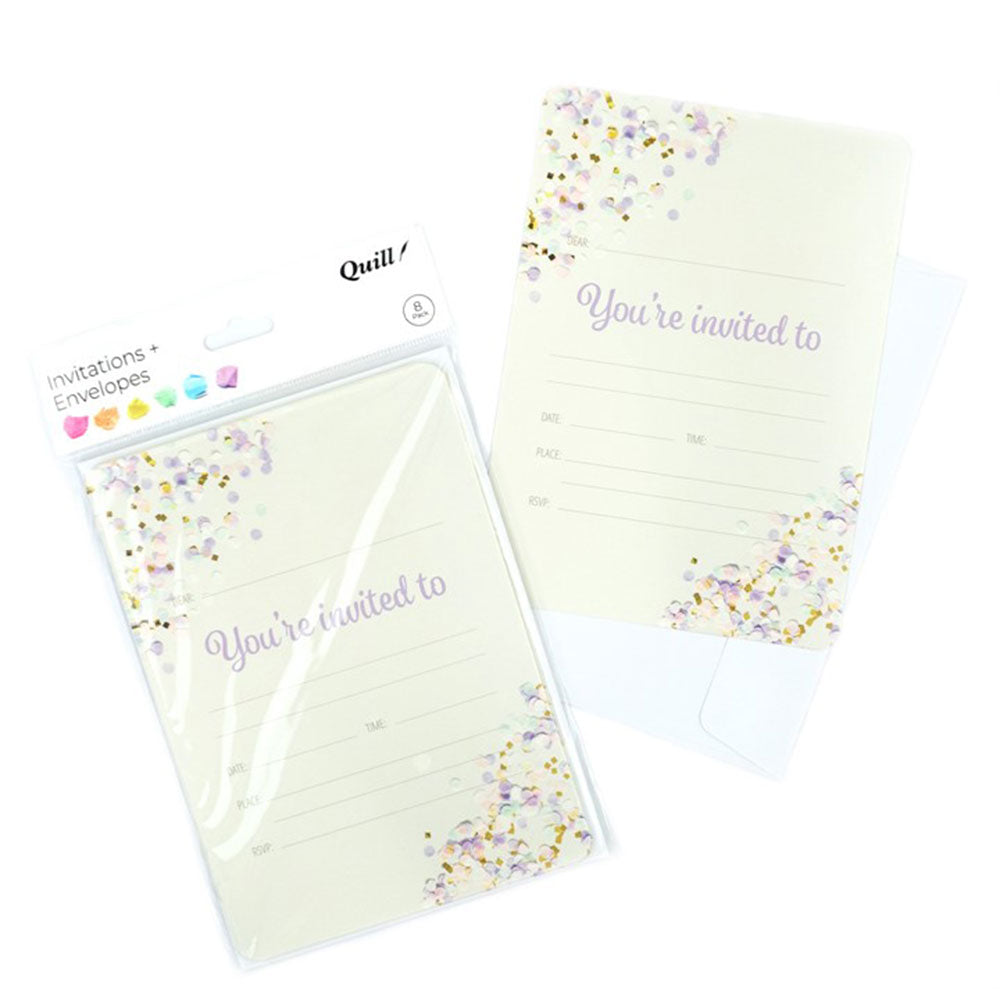 Quill Invitation Card & Enveloppe 25x175mm 8pk