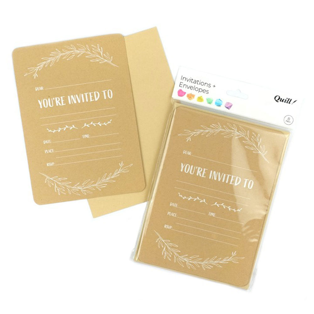 Quill Invitation Card＆Envelope 25x175mm 8pk