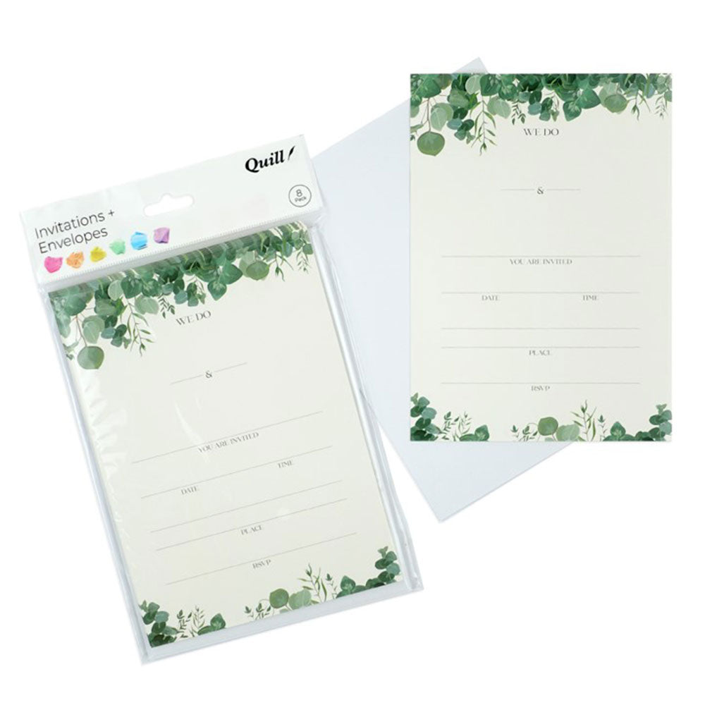 Cartão de convite de quill e envelope 25x175mm 8pk