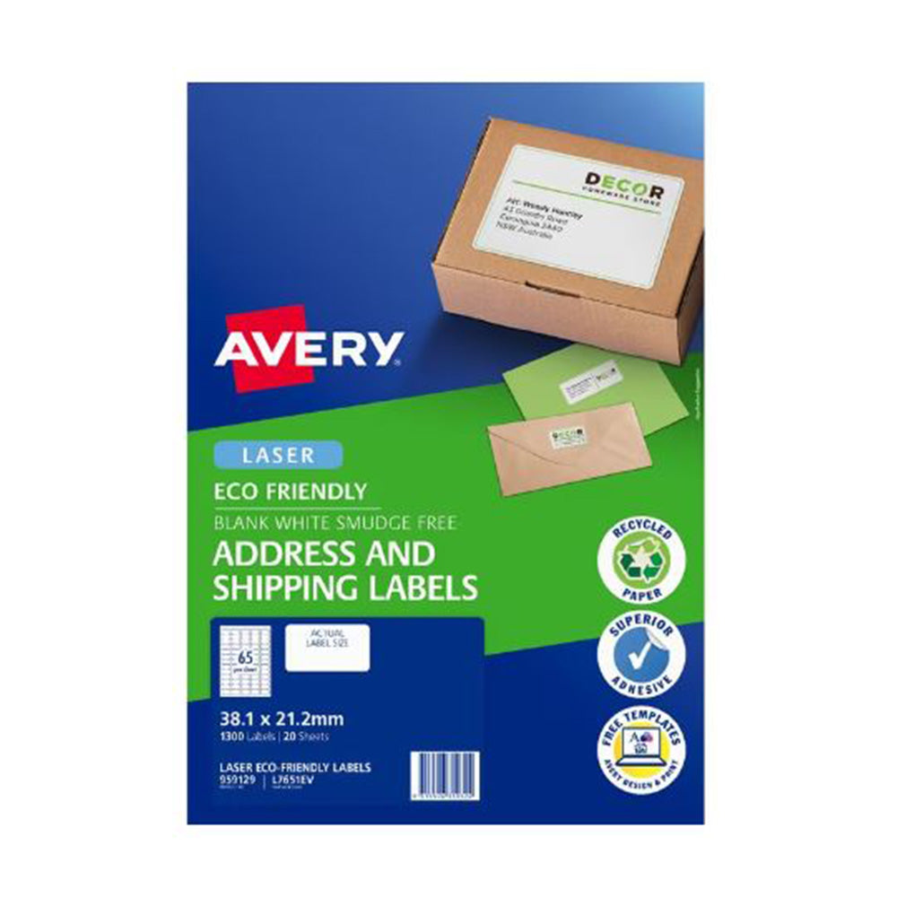 Avery Laser Eco Friendly Shipping Etiqueta 20pcs