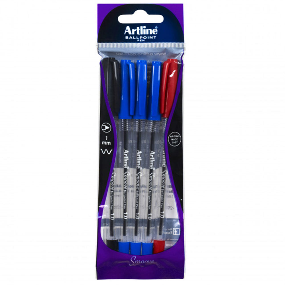 Artline Smoove Ballpoint Pen 5pk