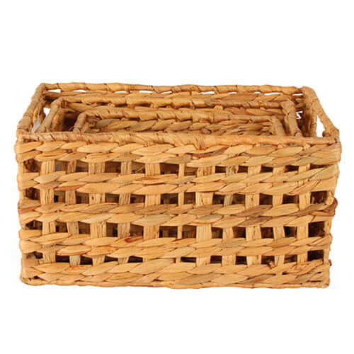 Cressida Water Hyacinth Baskets Set of 3 (35x25x18cm)