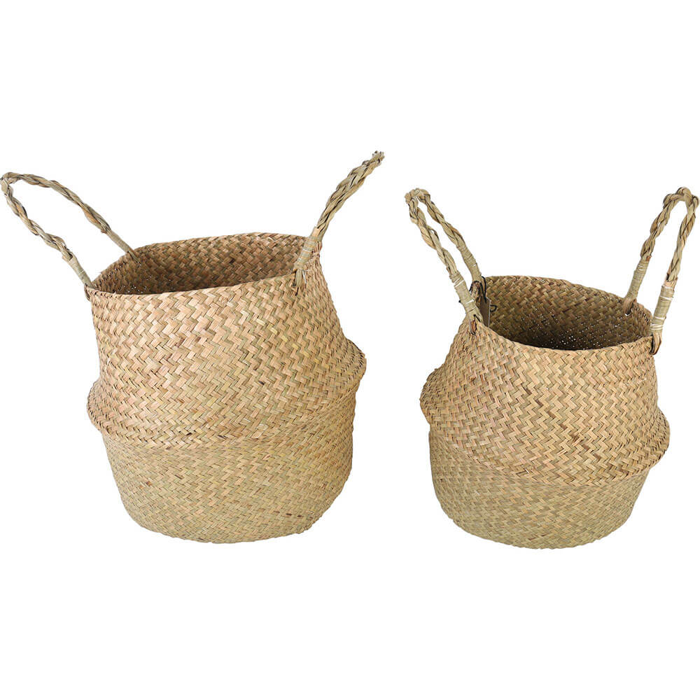 Byron 2pcs cestas de vientre de hierba marina plegable 30x27cm