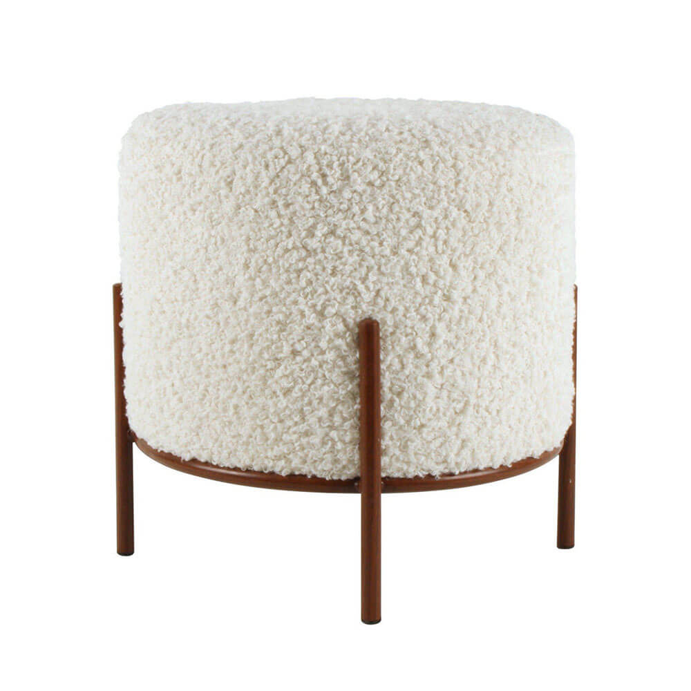 Tabouret de sherpa faux juin poussiéreux (41x38x38cm)