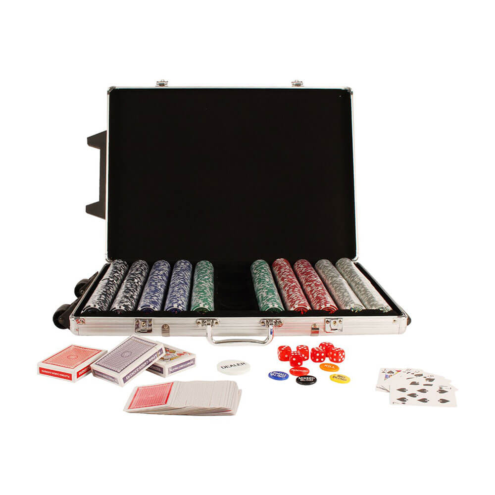 Playset del gioco del poker con custodia in alluminio