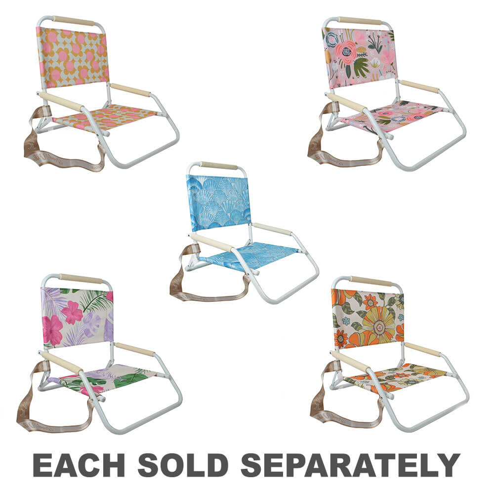 Foldable Beach Chair w/ White Frame (60x58x50cm)