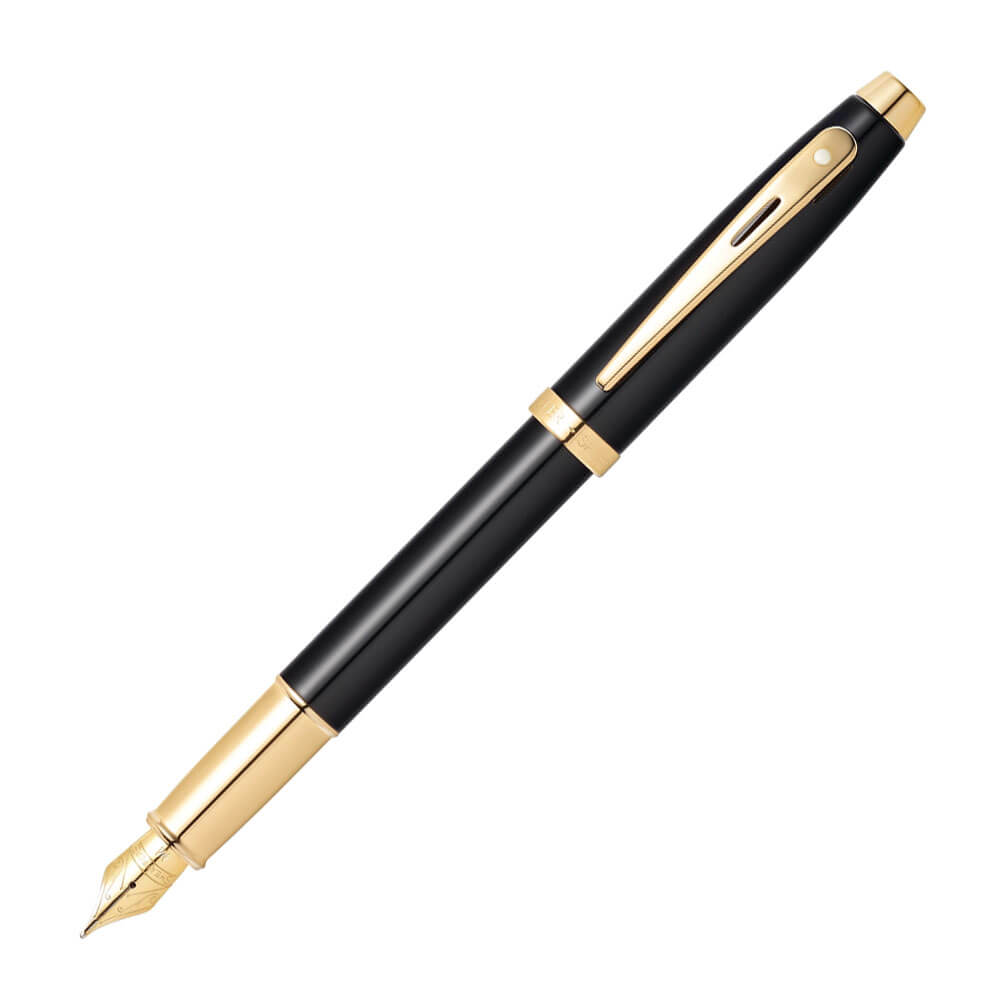 Sheaffer 100 svart lack w/ guld fontänpenna