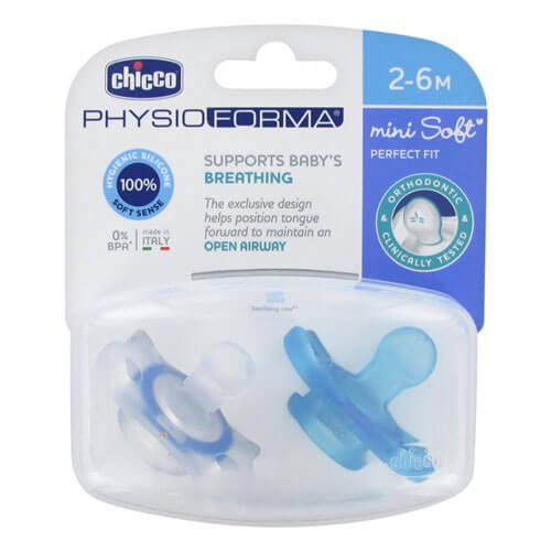 Chicco Nursing Physio Mini Soft Soother 2pcs (Blue)