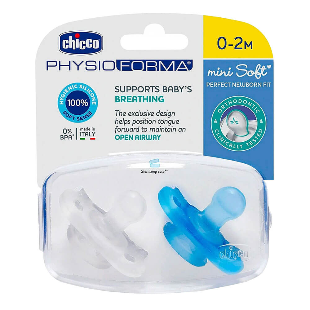 Chicco Nursing Physio Mini Soft Soother 2pcs (blå)