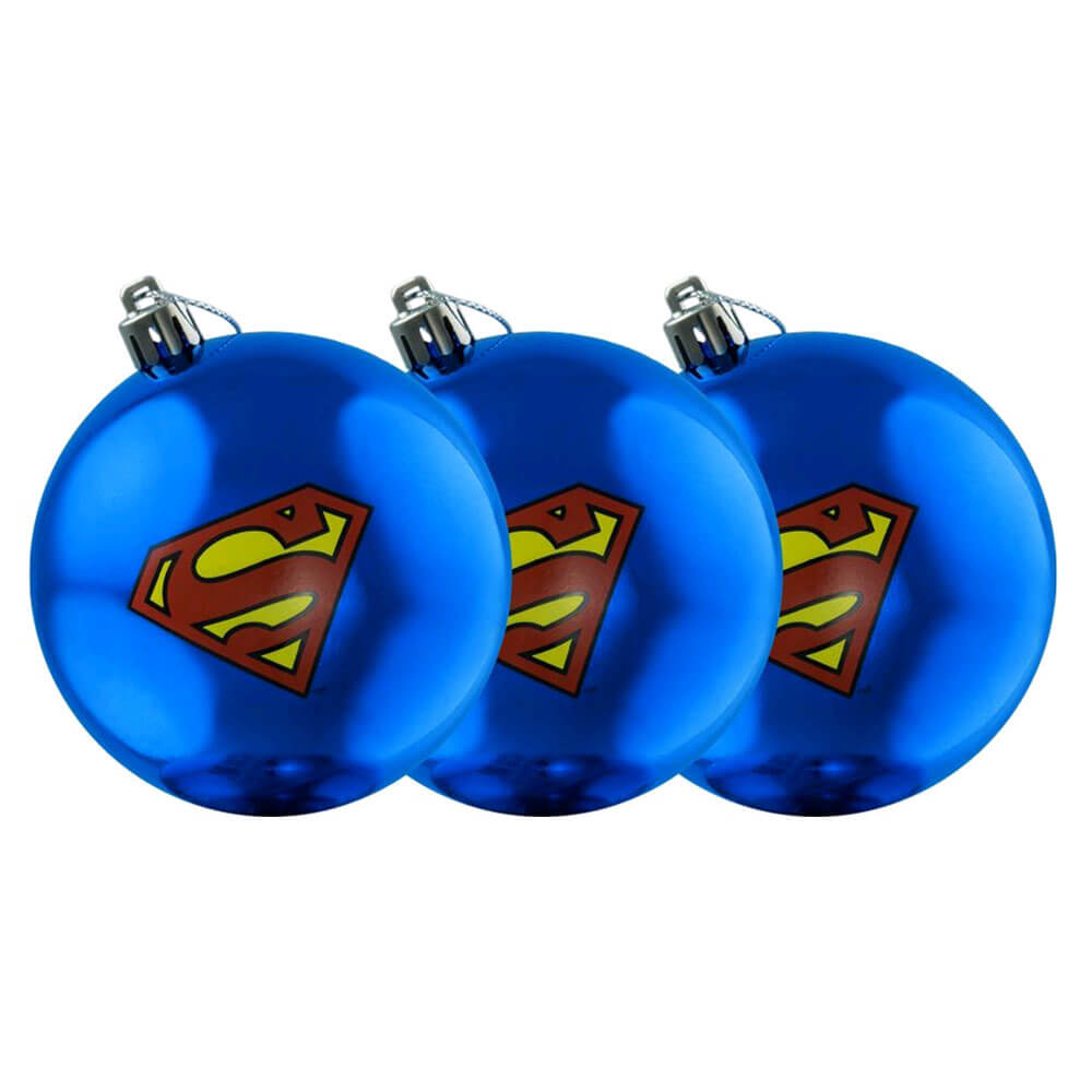 Superman Logo Christmas Bauble Ornament 3 Pk