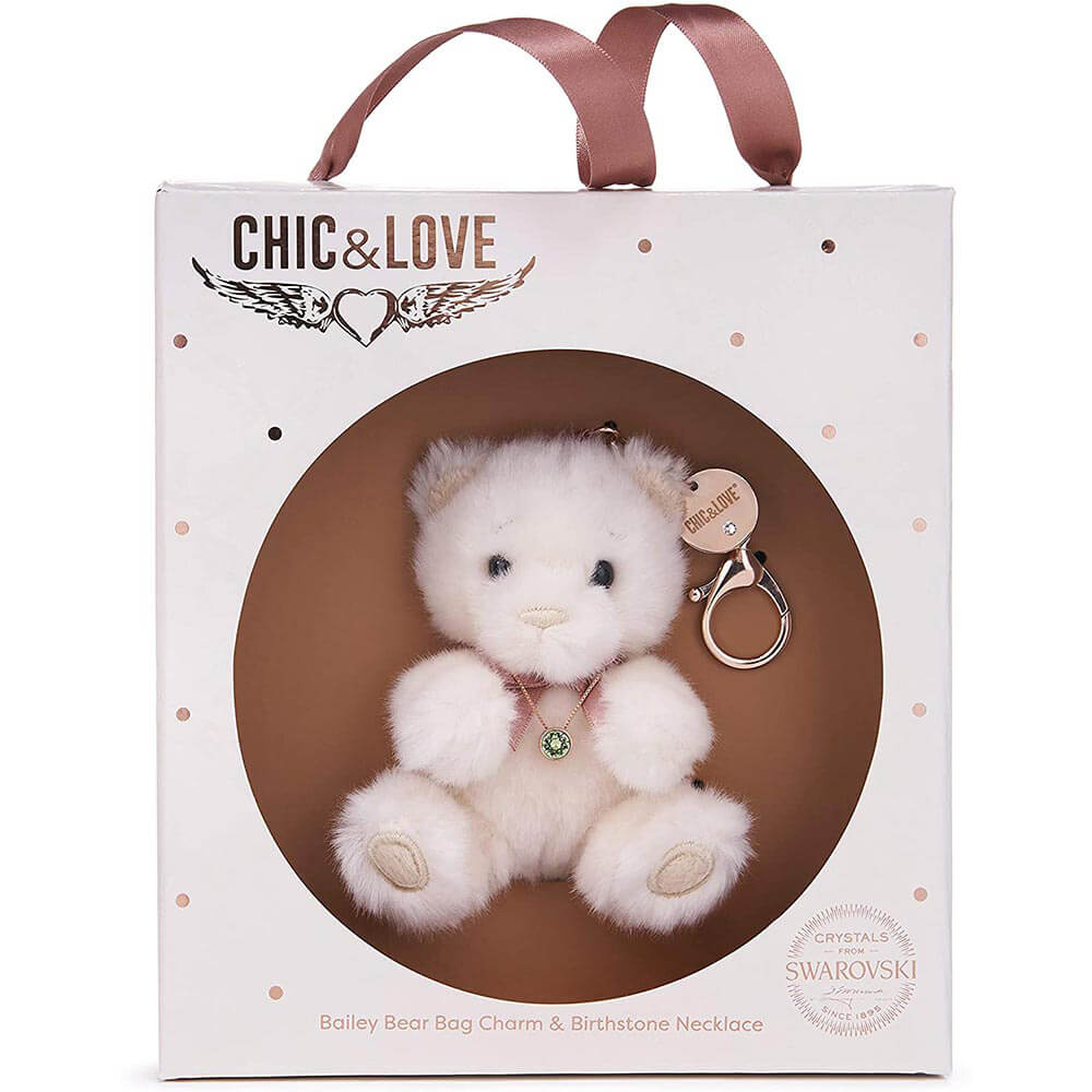 Chique e amor Bailey Bear Bag charme e colar