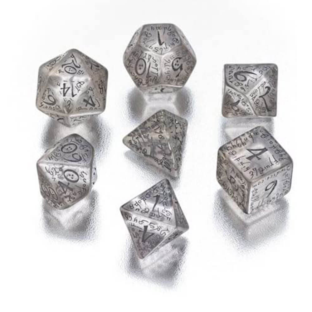 Q Workshop Elvish Dice gjennomsiktig sett med 7