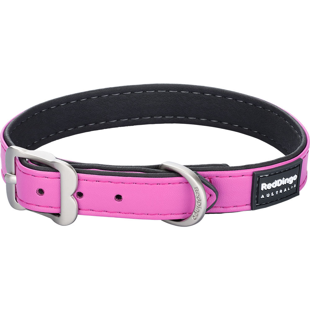 Elegante collar de cuero vegano (rosa fuerte)