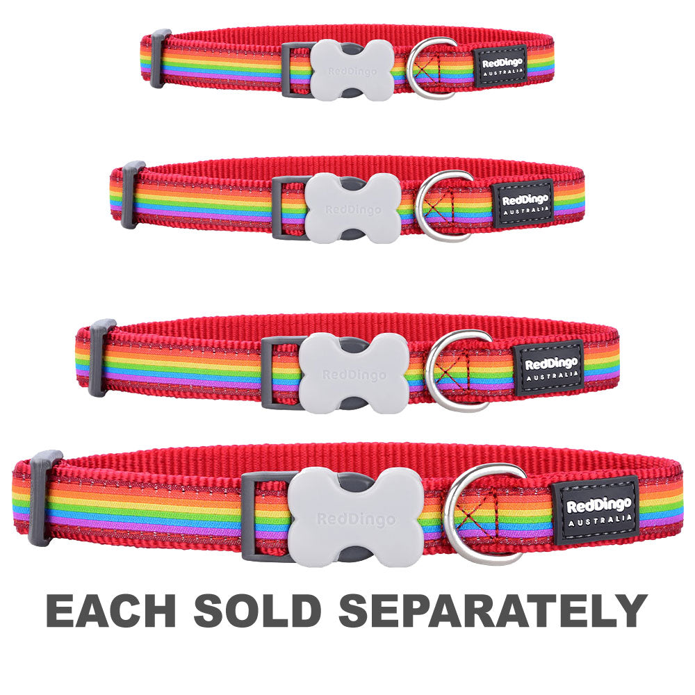 Dog Collar with Rainbow Design (Red)