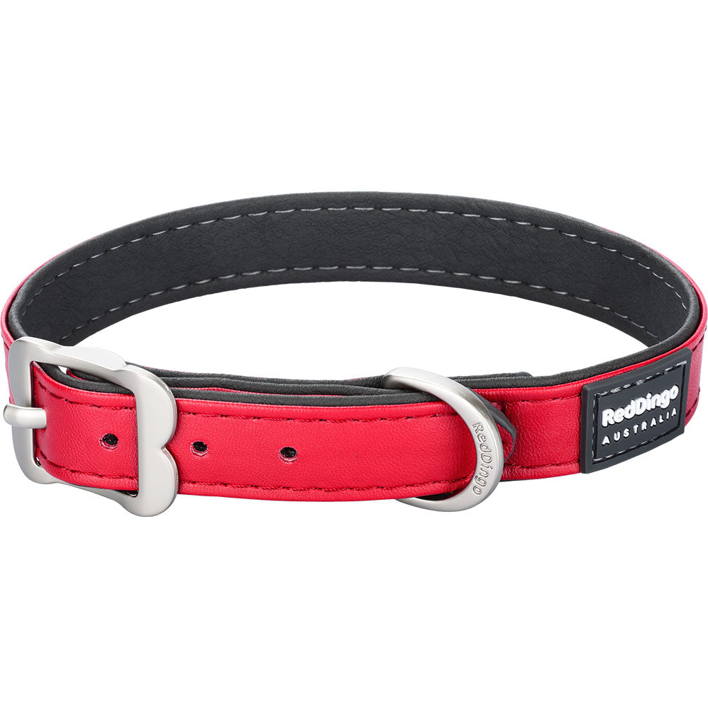 Elegante collar de cuero vegano (rojo)