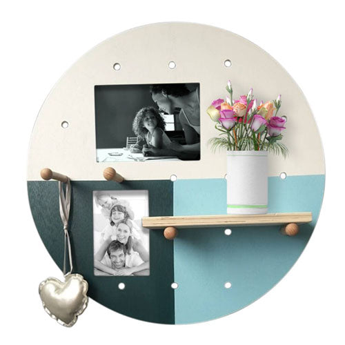 Wooden Double Photo Frame with Shelf (50x50x1cm)