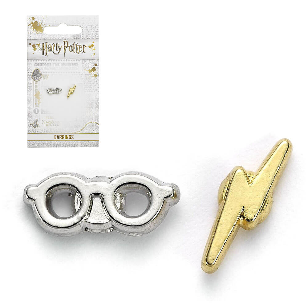 Brincos de prata de HP Studning Bolt & Glasses Stud