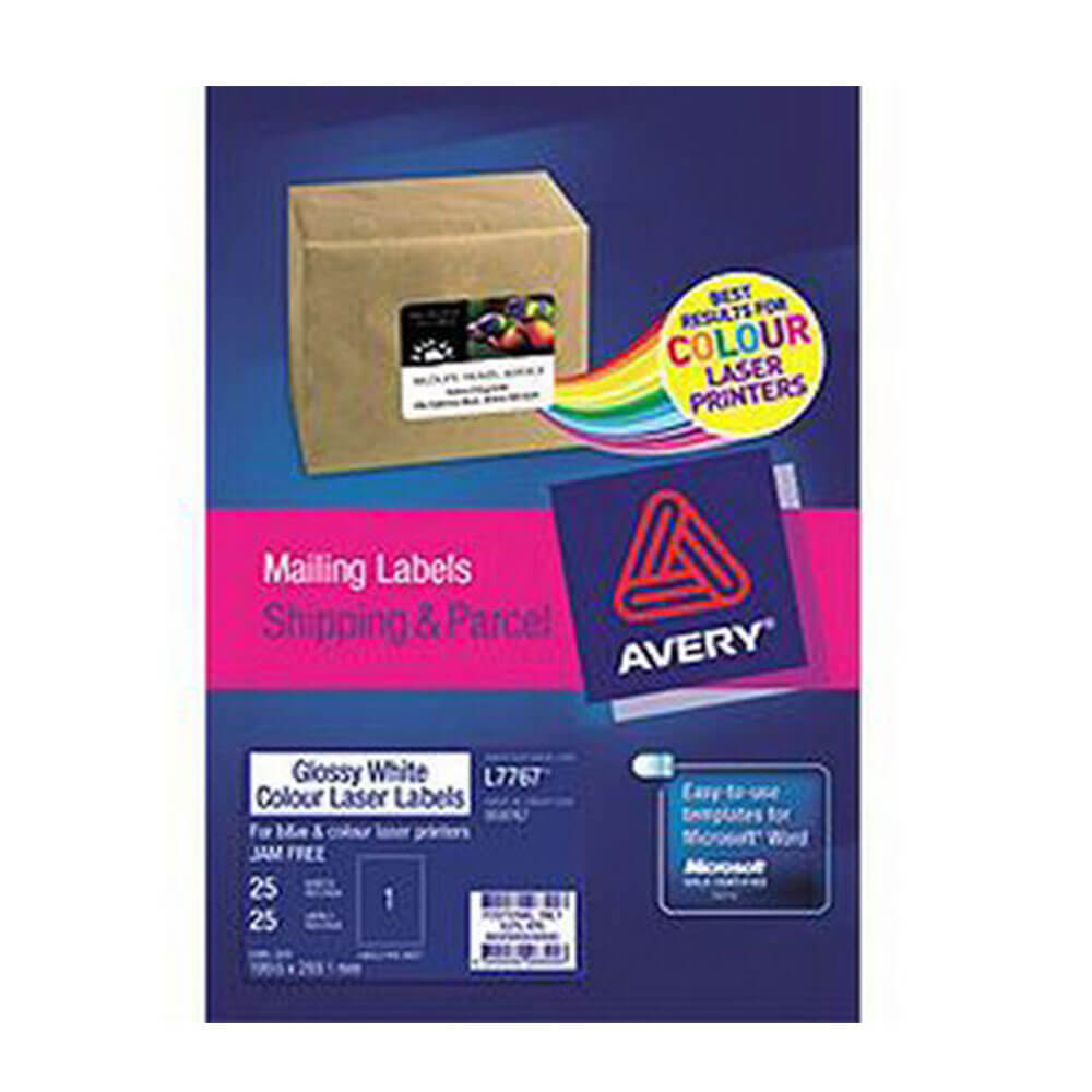 Avery Gloss Label Laser White (25pk)