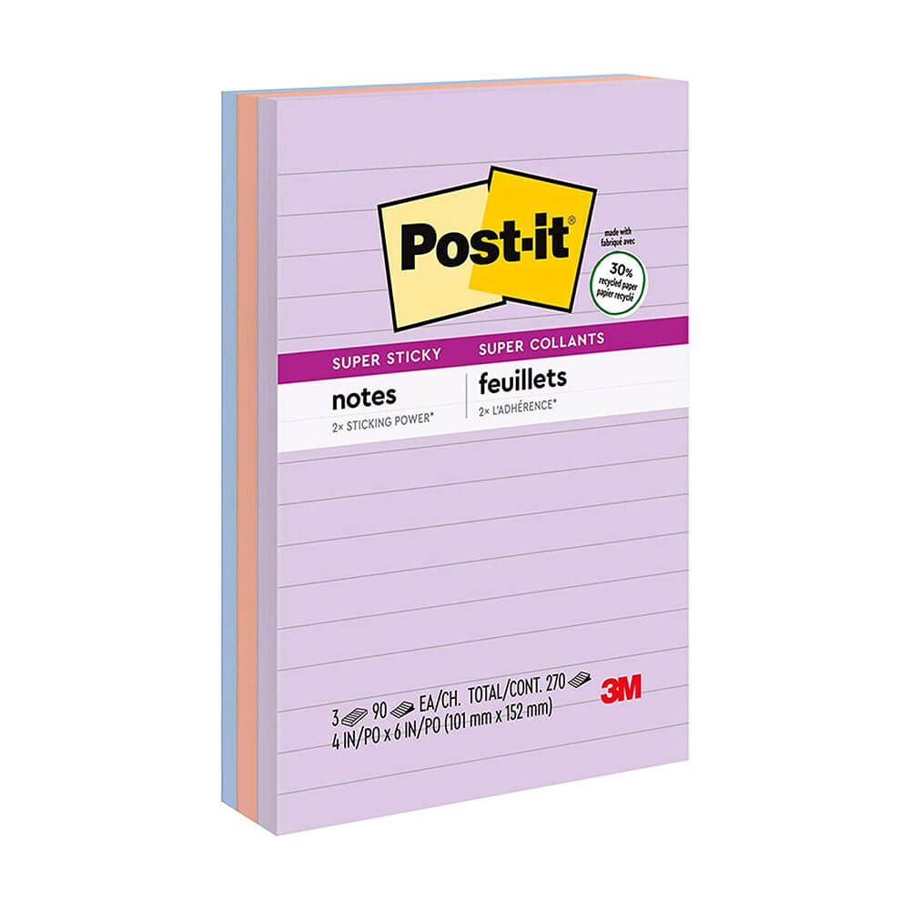 Post-it Notes 98x149mm Assortered (3PK)