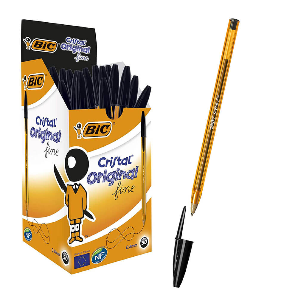 BIC Cristal Oryginalny drobny pióro boiska 0,8 mm 50pk