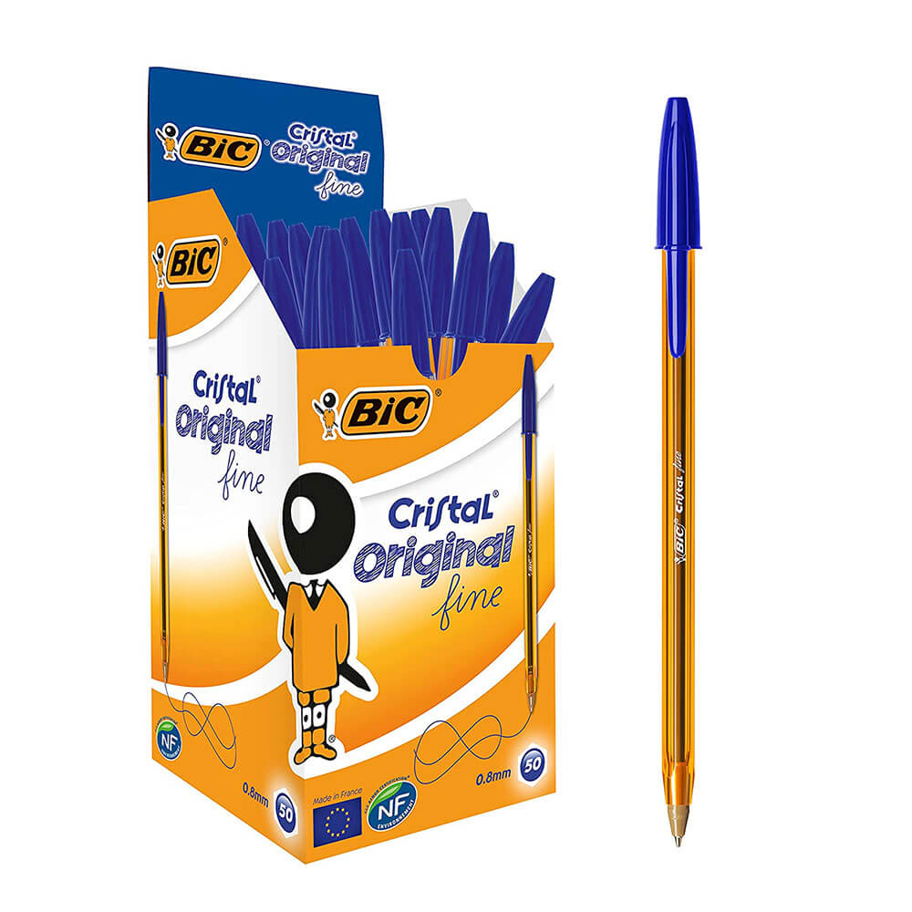 BIC Cristal Oryginalny drobny pióro boiska 0,8 mm 50pk