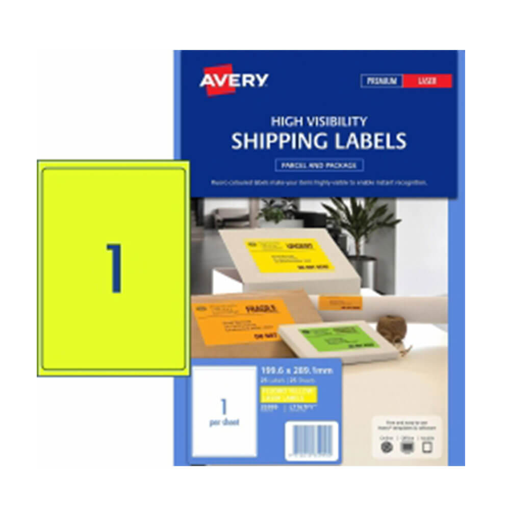 Avery High Visibility Shipping Etiqueta 25pk 1/hoja