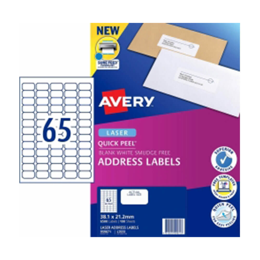 Avery Laser Dirección Etiqueta White (100pk)