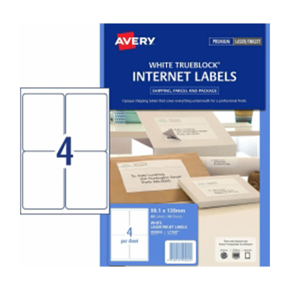  Avery Trueblock Internet-Versandetikett, 10 Stück, Weiß