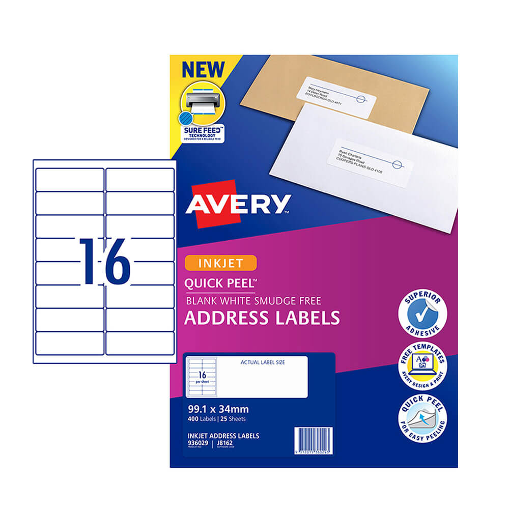 Étiquette d'adresse à jet d'encre Avery (25pk)