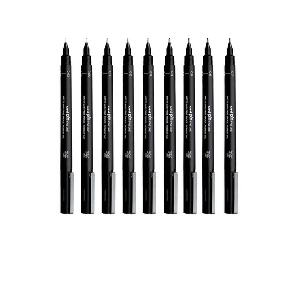 Pen Fineliner Pin Uni-Ball (12pcs)