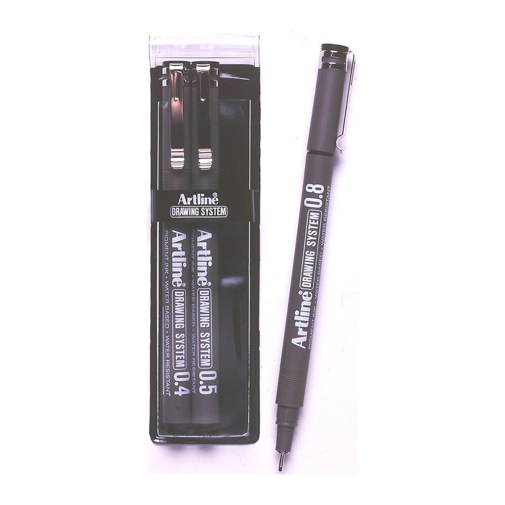 Artline Drawing System Pen Black (portafoglio di 3)