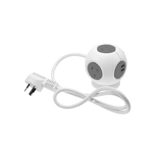 Jackson Industries 4 Outlet 2 USB Ports Power Block (White)