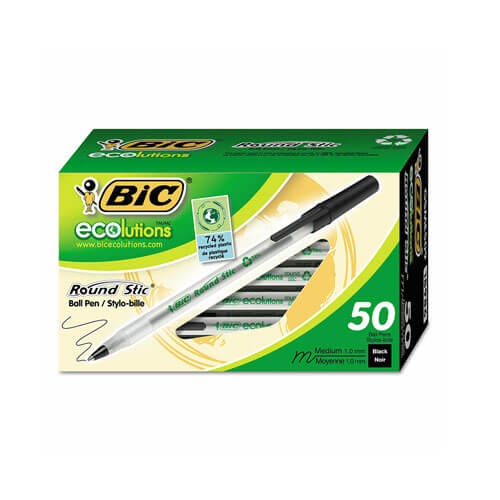 Bic Ecolutions Round Stic Ballpoint Pen 1.0mm 50pk