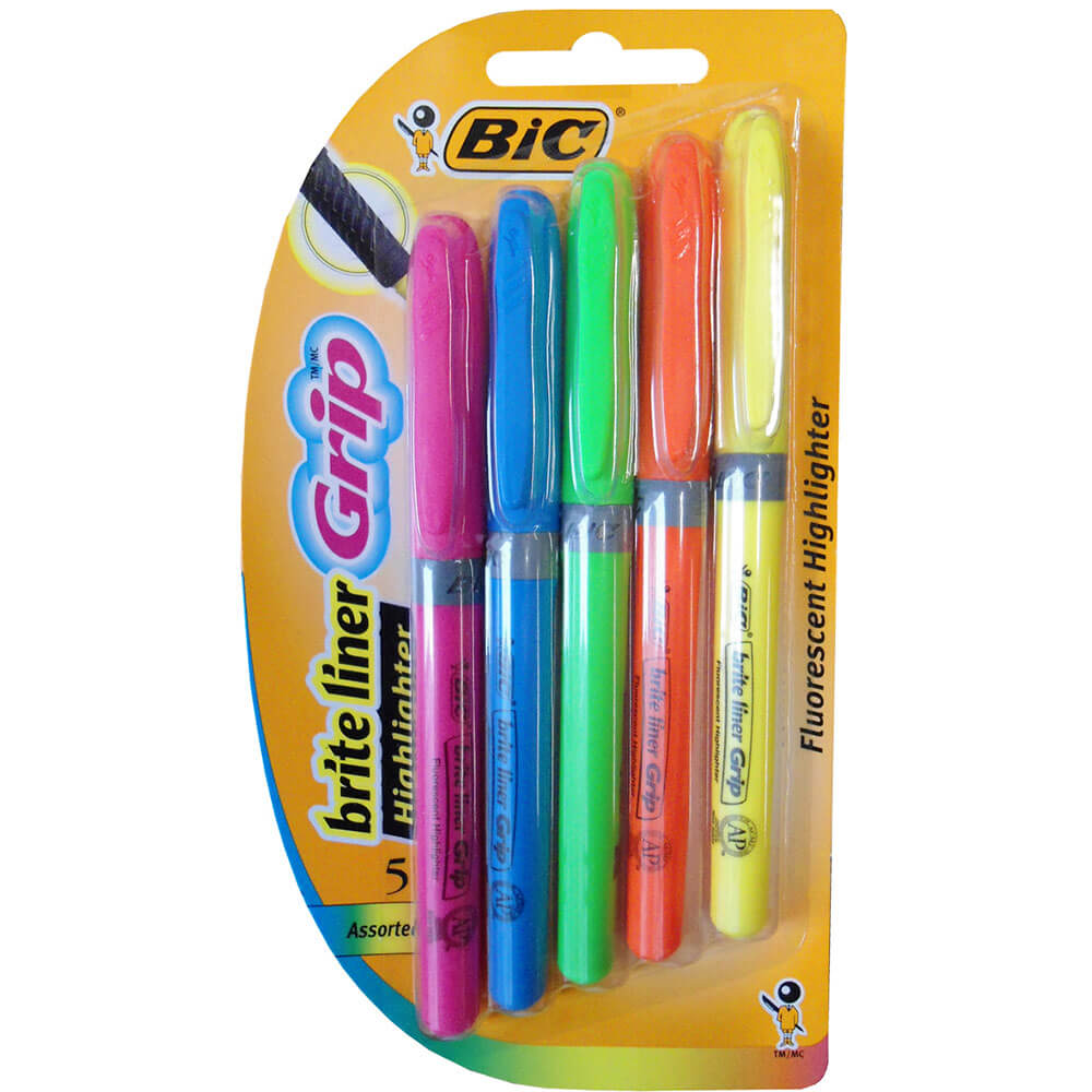 BiC Briteliner Grip Highlighters 5pk (Assorted)