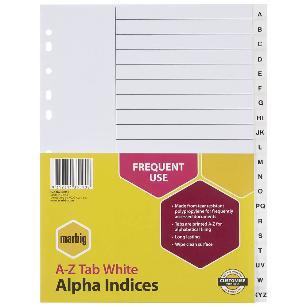 Marbig AZ Tab Alpha Indizes und Teiler (A4)