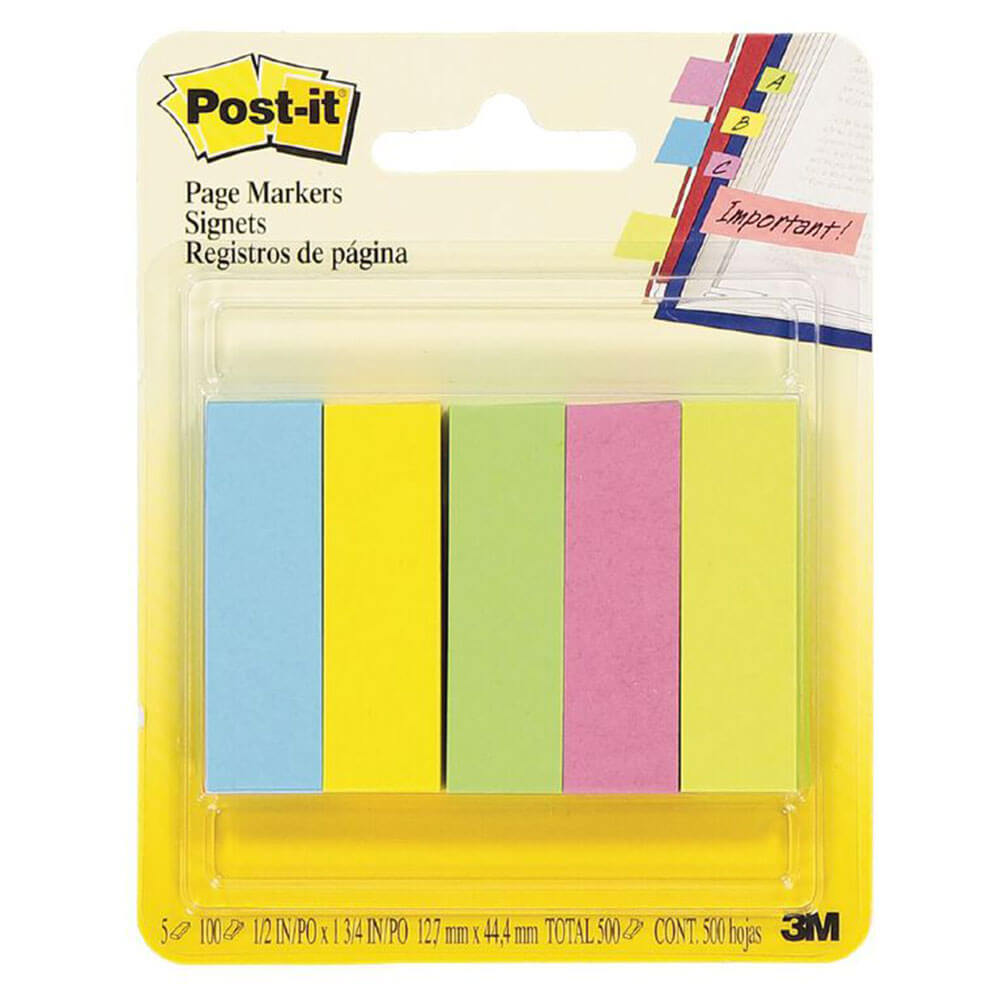 Marcadores de página post-it 500 hojas (5 colores)