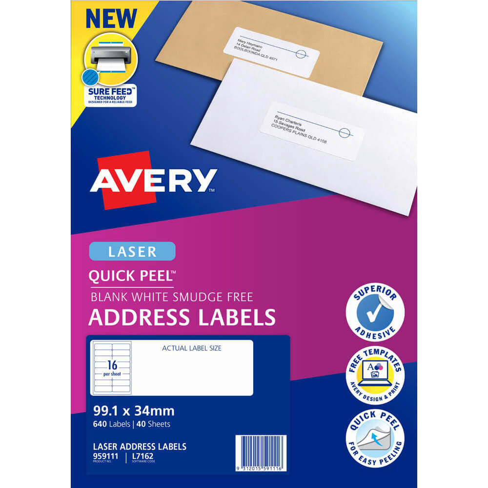 Étiquettes d'adresse du laser Avery Laser