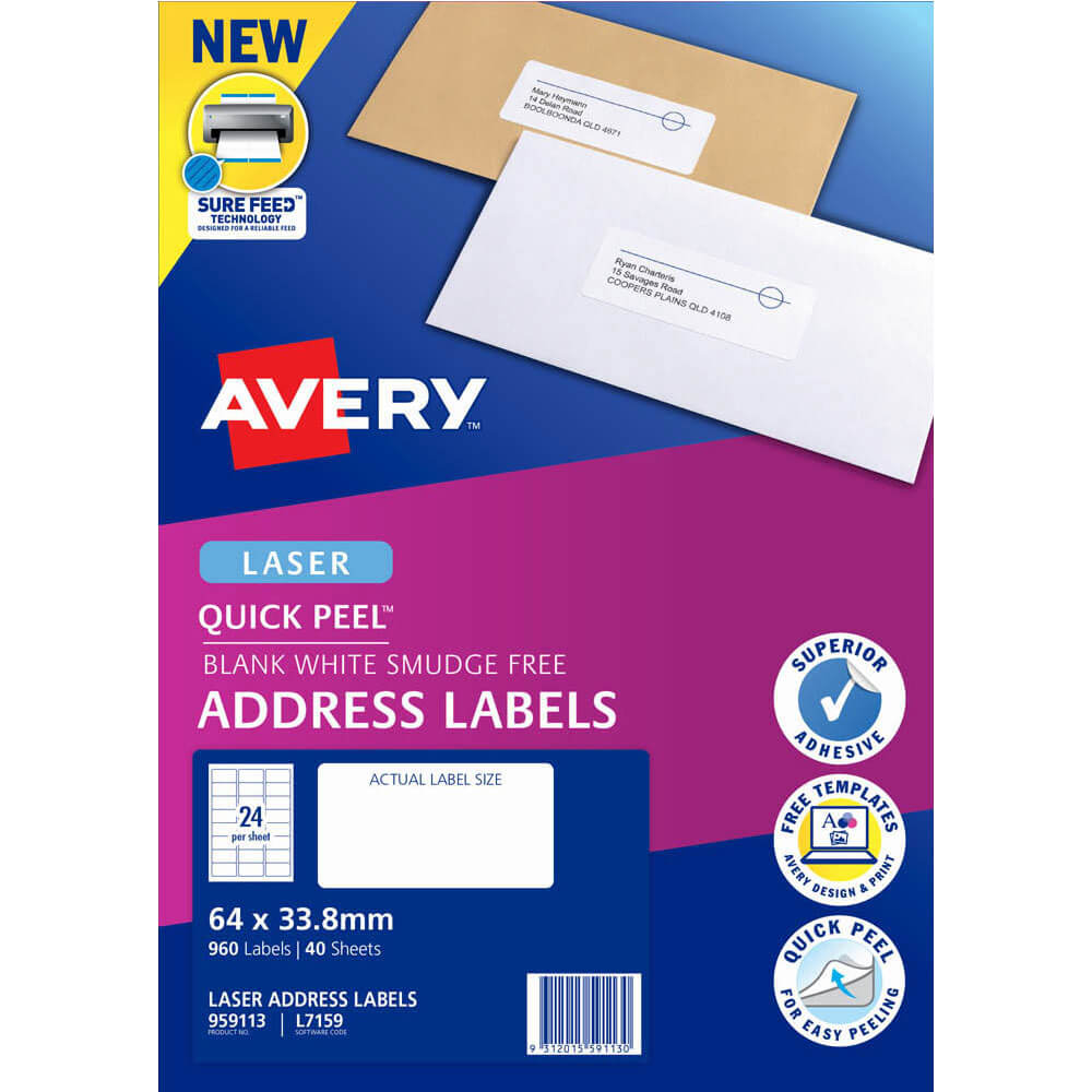 Avery Laser Quick Peel Endereço Rótulos