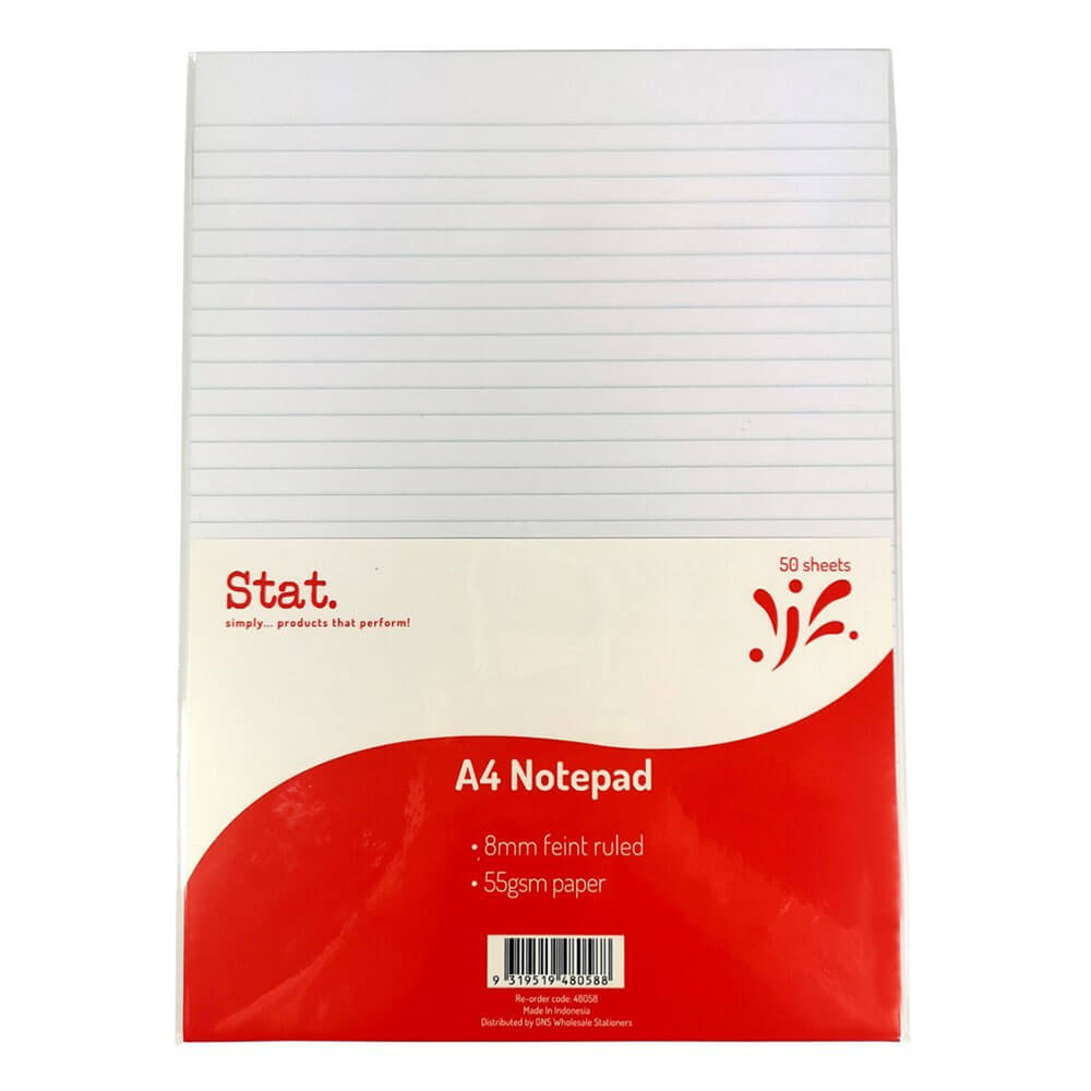 Stat Notepad 8 mm gobernó 50 hojas A4 (blanco)