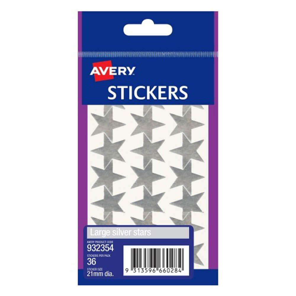 Avery F/P Silver Stars Label (10er-Pack)